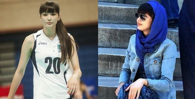 Pesona atlet voli Sabina Altynbekova mengenakan jilbab