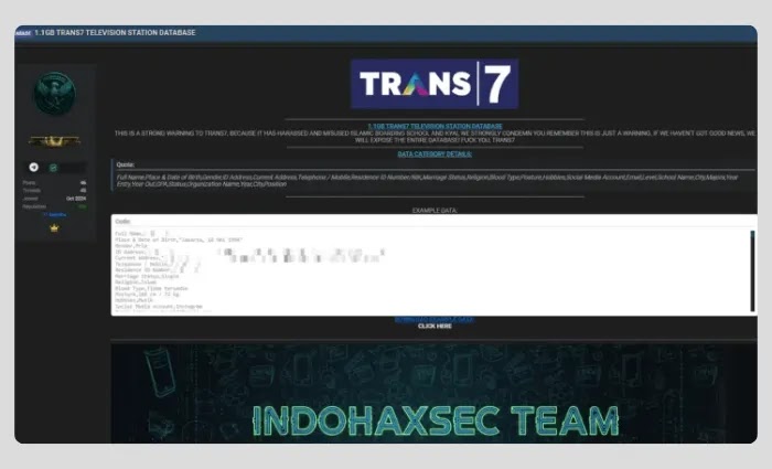 Hacker klaim bobol basis data Trans7, belum tervalidasi sepenuhnya
