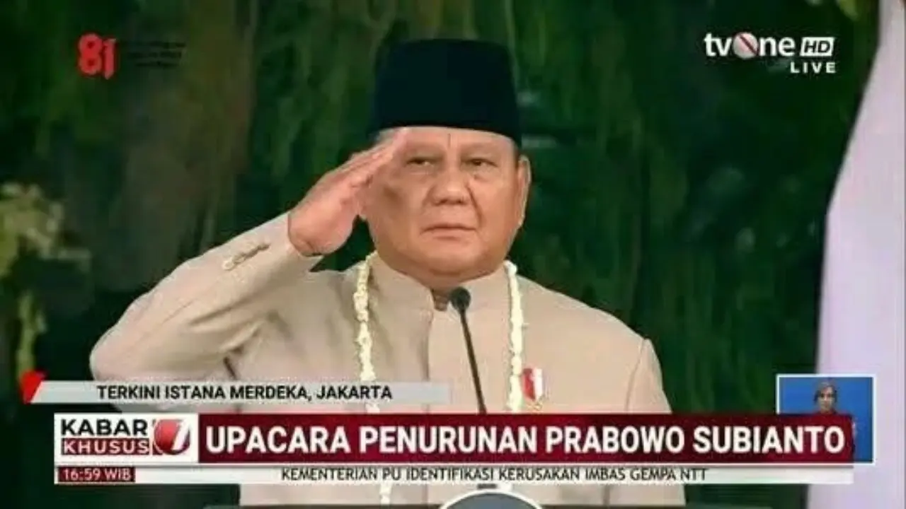 Gambar Editan Upacara Penurunan Prabowo