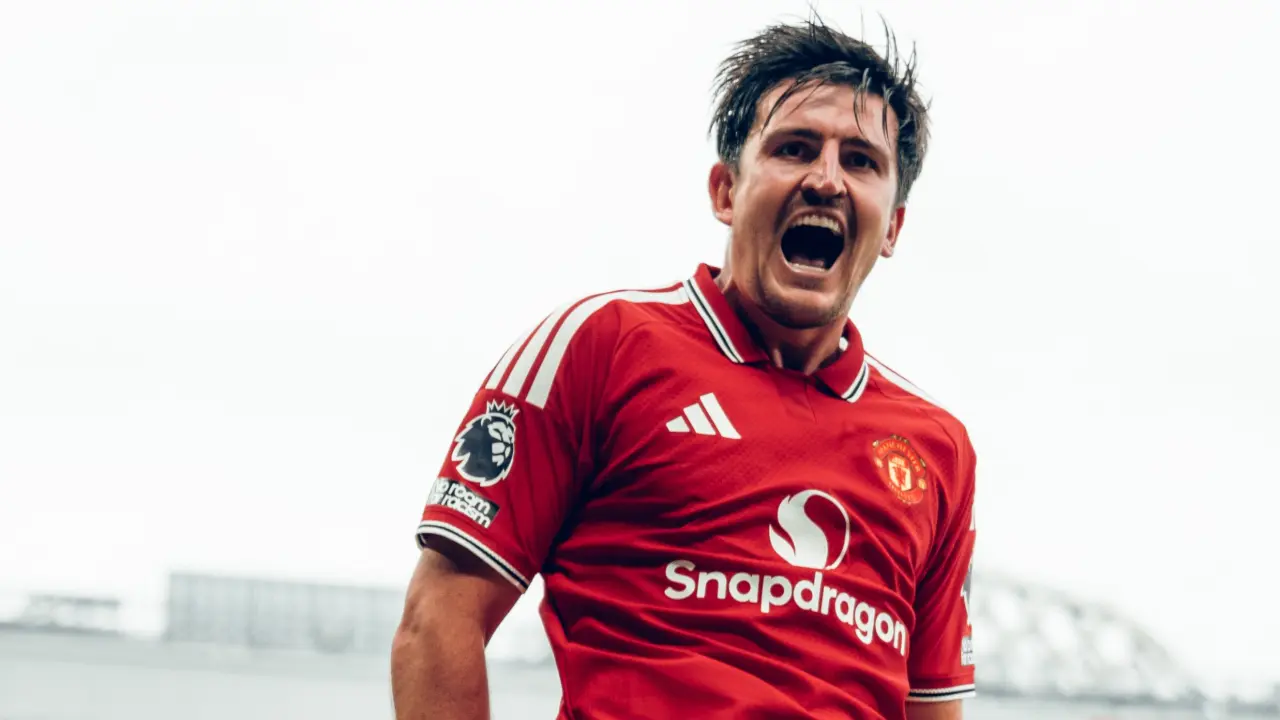 Harry Maguire Selebrasi setelah cetak goal ke gawang Ipswich Town