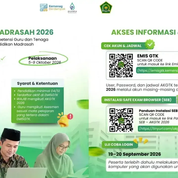 Cara Cek Akun AKGTK Madrasah 2026 di EMIS GTK, Lengkap dengan Username, Password dan Jadwal Ujian