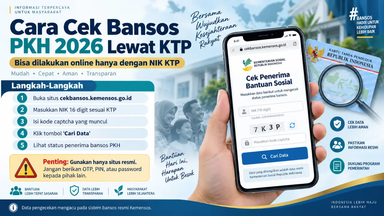 Cara Cek Bansos PKH 2026 lewat KTP