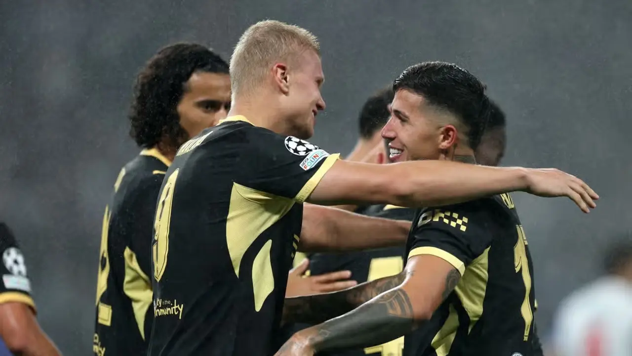 Enzo dan Haaland merayakan kemenangan