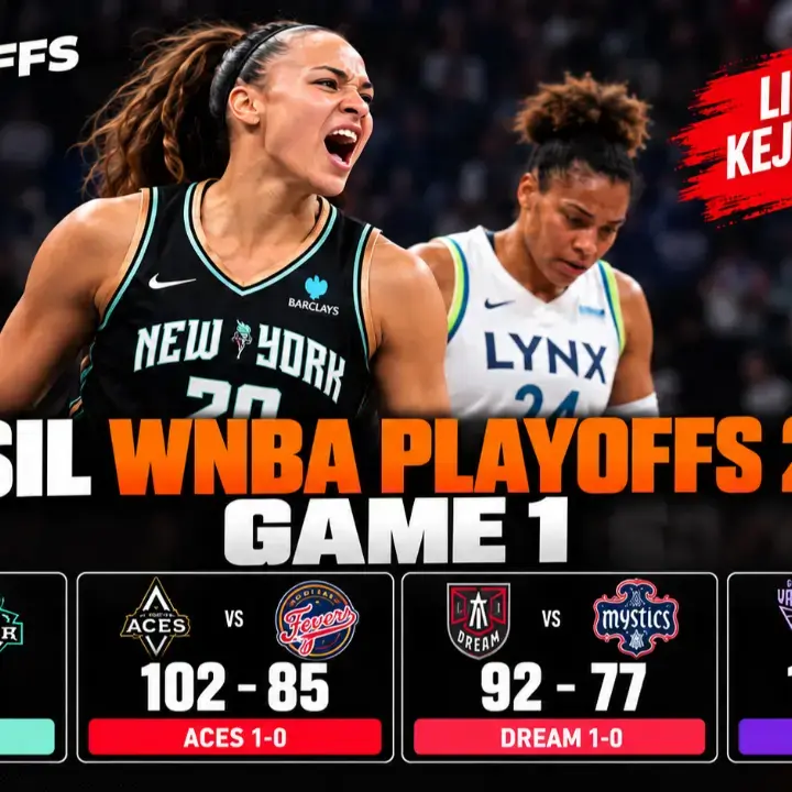 Hasil WNBA Playoffs 2026 Game 1: Liberty Kejutkan Lynx, Aces Menang Telak