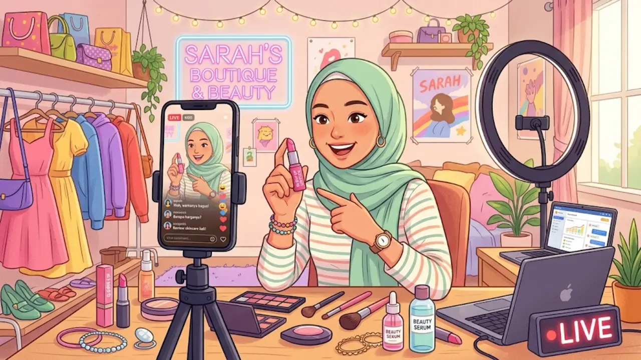 Ilustrasi Genz jualan online fhasion dan kosmetik