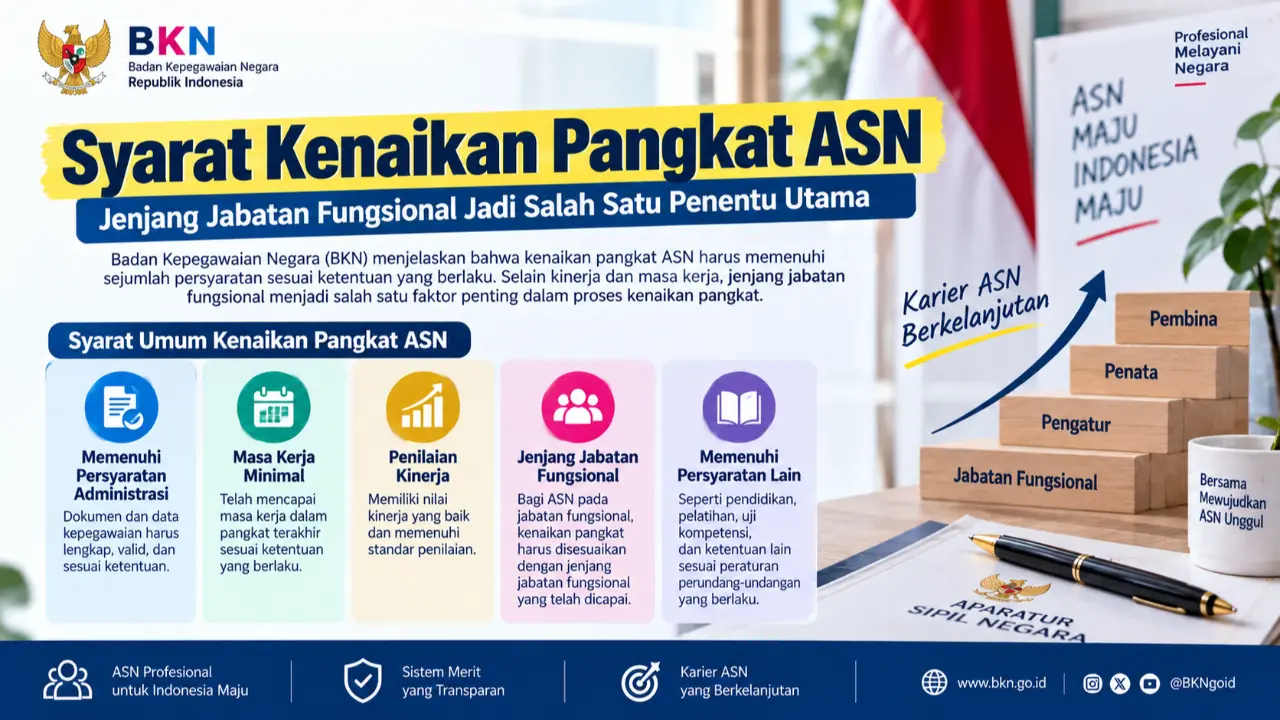 BKN Jelaskan Syarat Kenaikan Pangkat ASN, Jenjang Jabatan Fungsional Jadi Salah Satu Penentu Utama