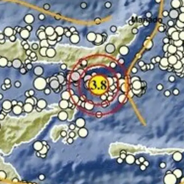 Gempa M 3,8 Guncang Tenggara Bolaang Uki Bolsel Sulut, Kedalaman 45 Km