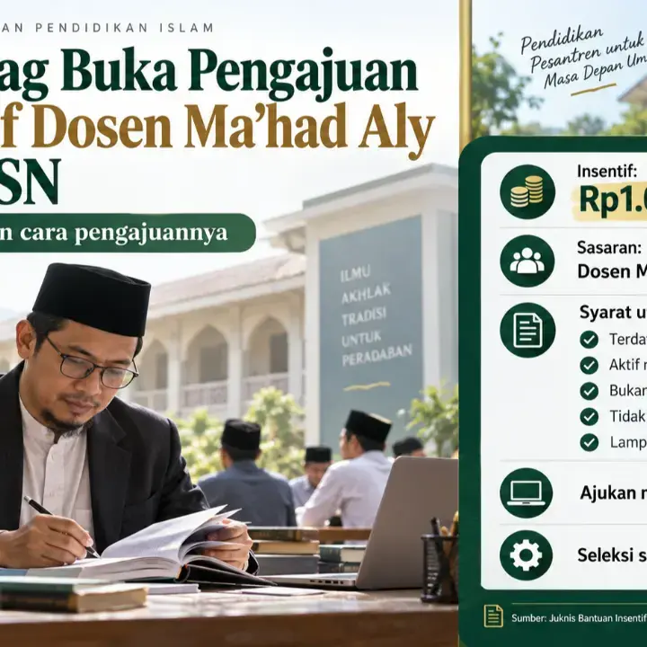 Kemenag Buka Pengajuan Insentif Dosen Ma’had Aly Non-ASN, Ini Cara dan Syaratnya