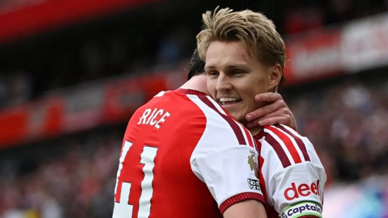 Pemain Arsenal Rice dan Odegaard