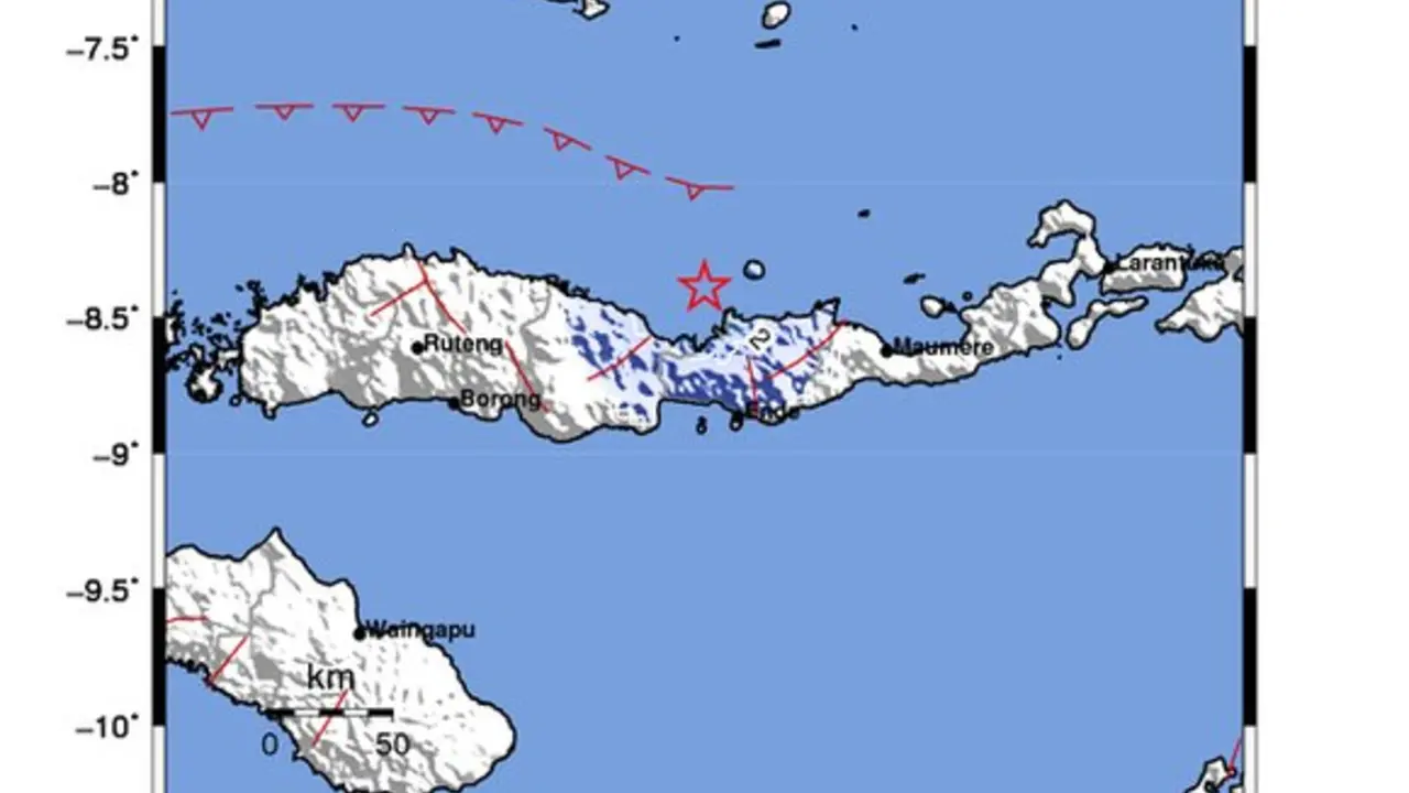 Pusat Gempa Berada Di Laut 40 Km Timur Laut Mbay Nagekeo