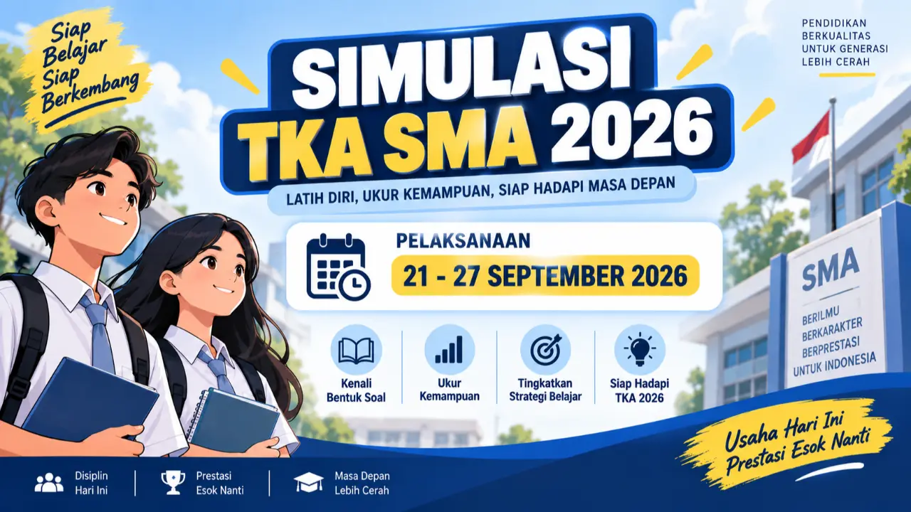 Simulasi TKA SMA 2026 dimulai 21 hingga 27 september