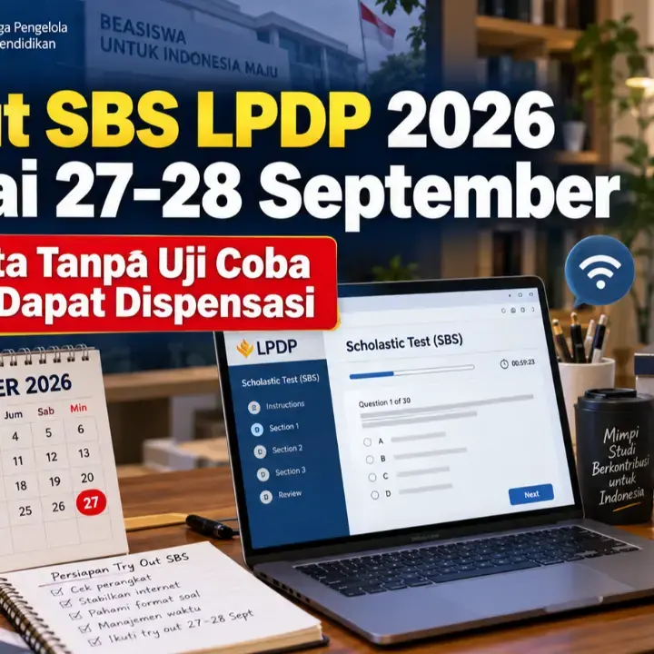 Try Out SBS LPDP 2026 Dimulai 27–28 September, Peserta Tanpa Uji Coba Tidak Dapat Dispensasi