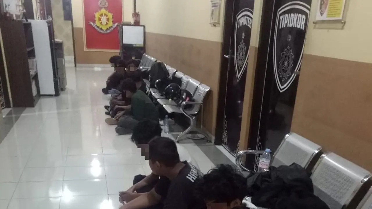 Belasan remaja diamankan di Mapolres Bantul, Minggu (4/10/2026)(Dok Humas Polres Bantul)