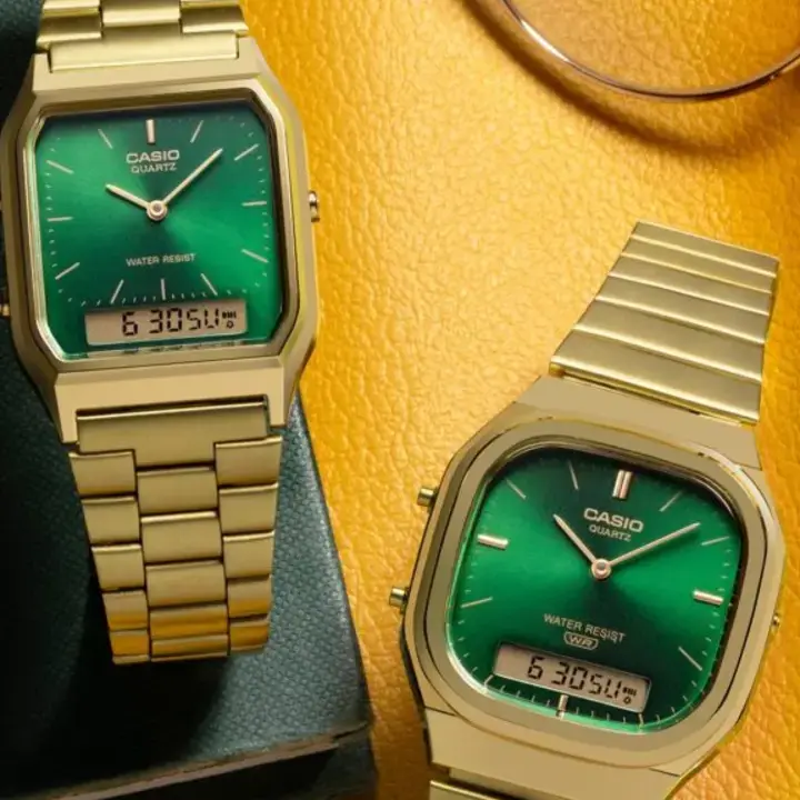 Casio Rilis Dua Jam Tangan Vintage Berbalut Warna Hijau dan Emas
