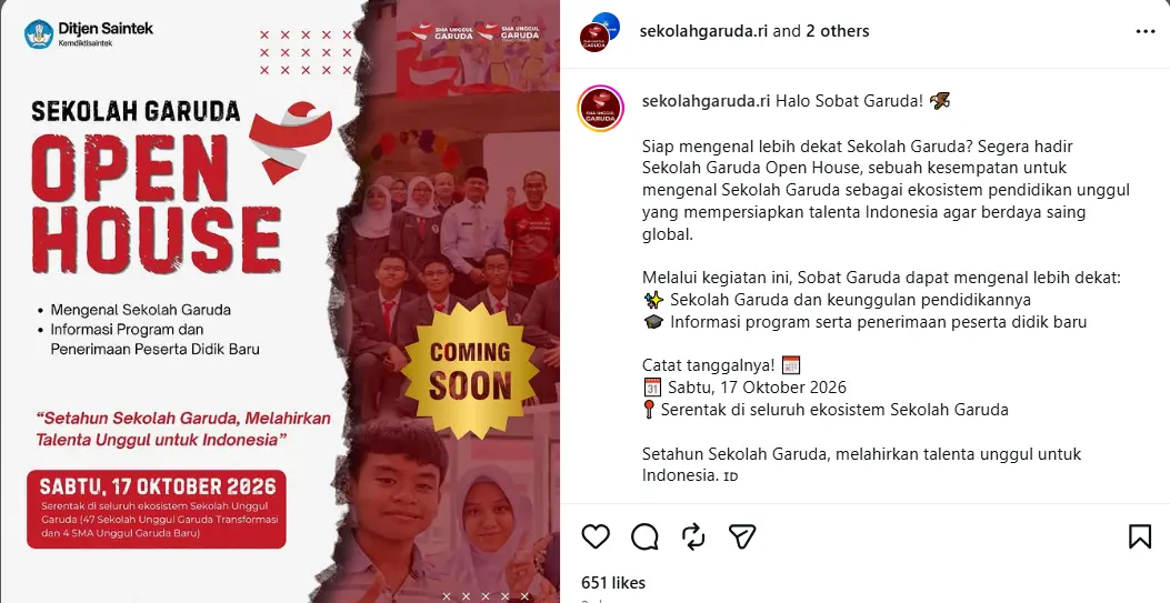 sekolah unggul garuda open house