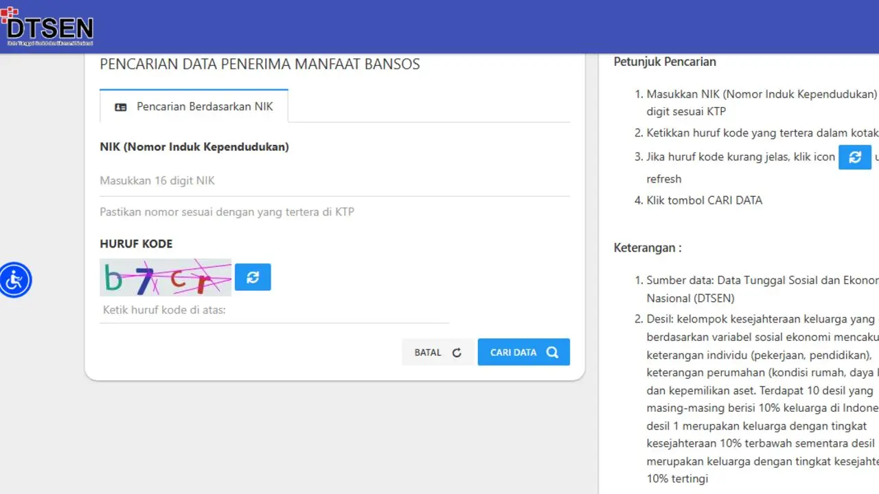 Pencarian Data Penerima Manfaat Bansos Melalui Dtsen
